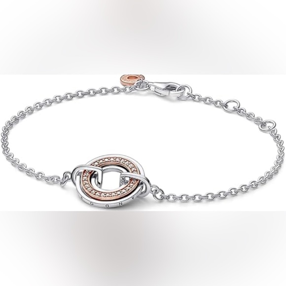 $198 Pandora Two Tone Logo & Pave #105 - Picture 1 of 1